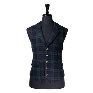 Mens Tartan Plaid Vest 42R Blackwatch Lambswool Waistcoat Formal Wedding Party